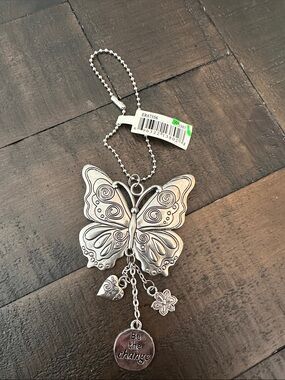 GANZ Silver-Tone Butterfly Keychain with Charms